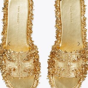 New Double T Soprt Slice Tory Burch Metallic Gold Embellished Sandals